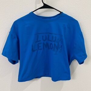 Blue Lululemon Cropped Abrasion Resistant Train Tee